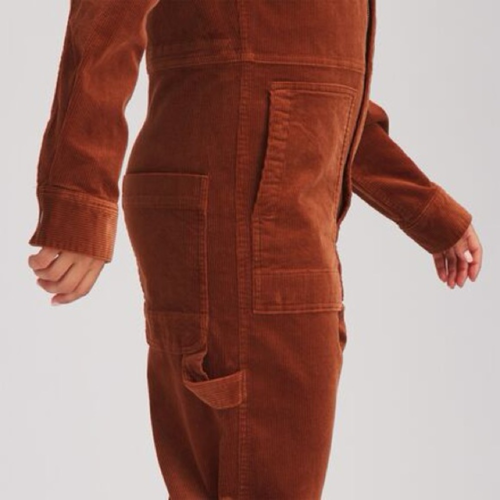 Backcountry Stoic Corduroy Coverall Zip-Front Jumpsuit in Rust Brown - Picture 3 of 7